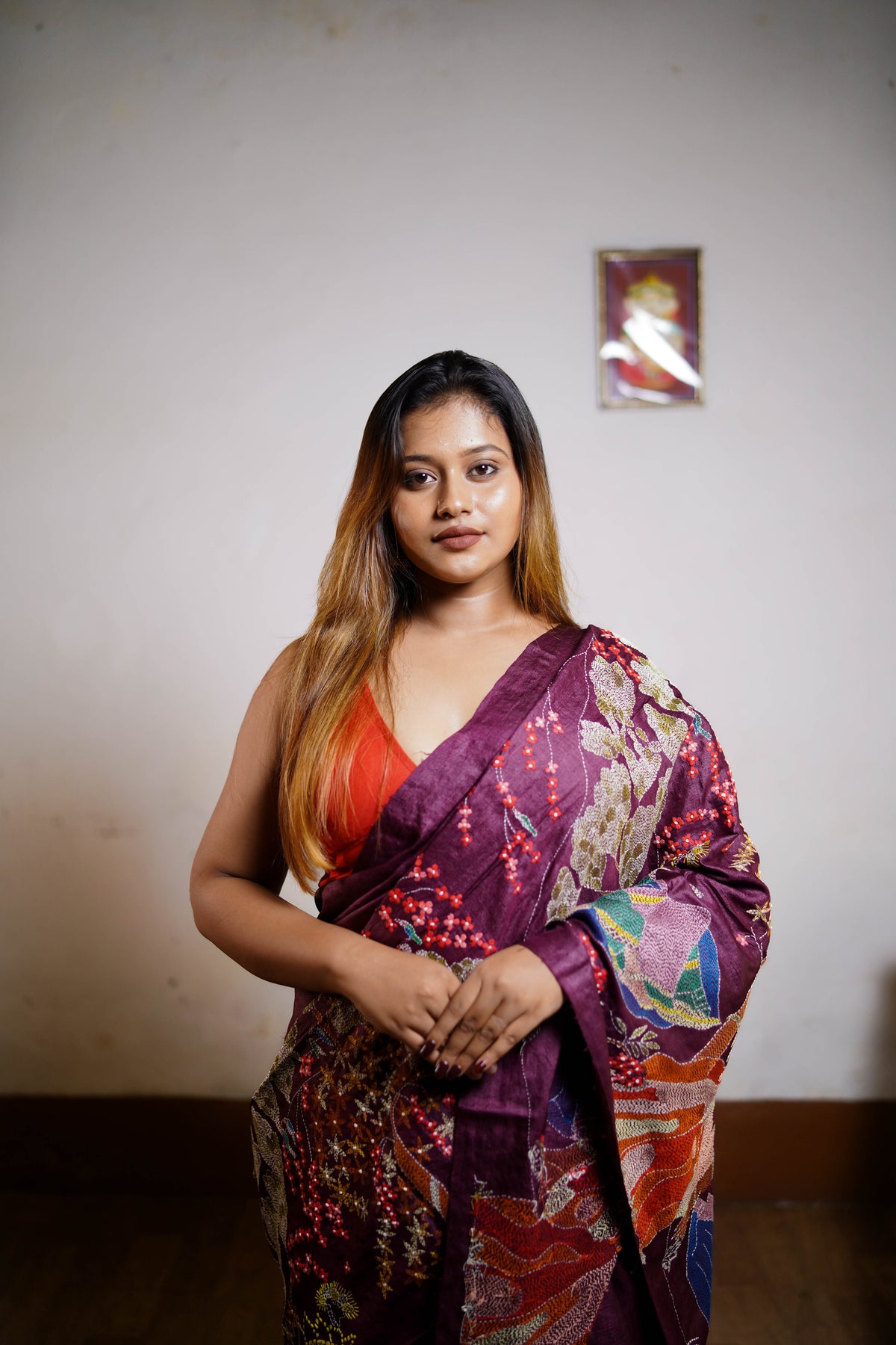 Plum Royale Hand-Embroidered Saree