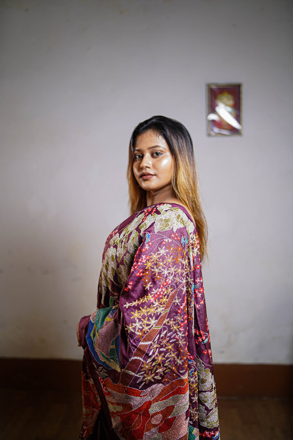 Plum Royale Hand-Embroidered Saree