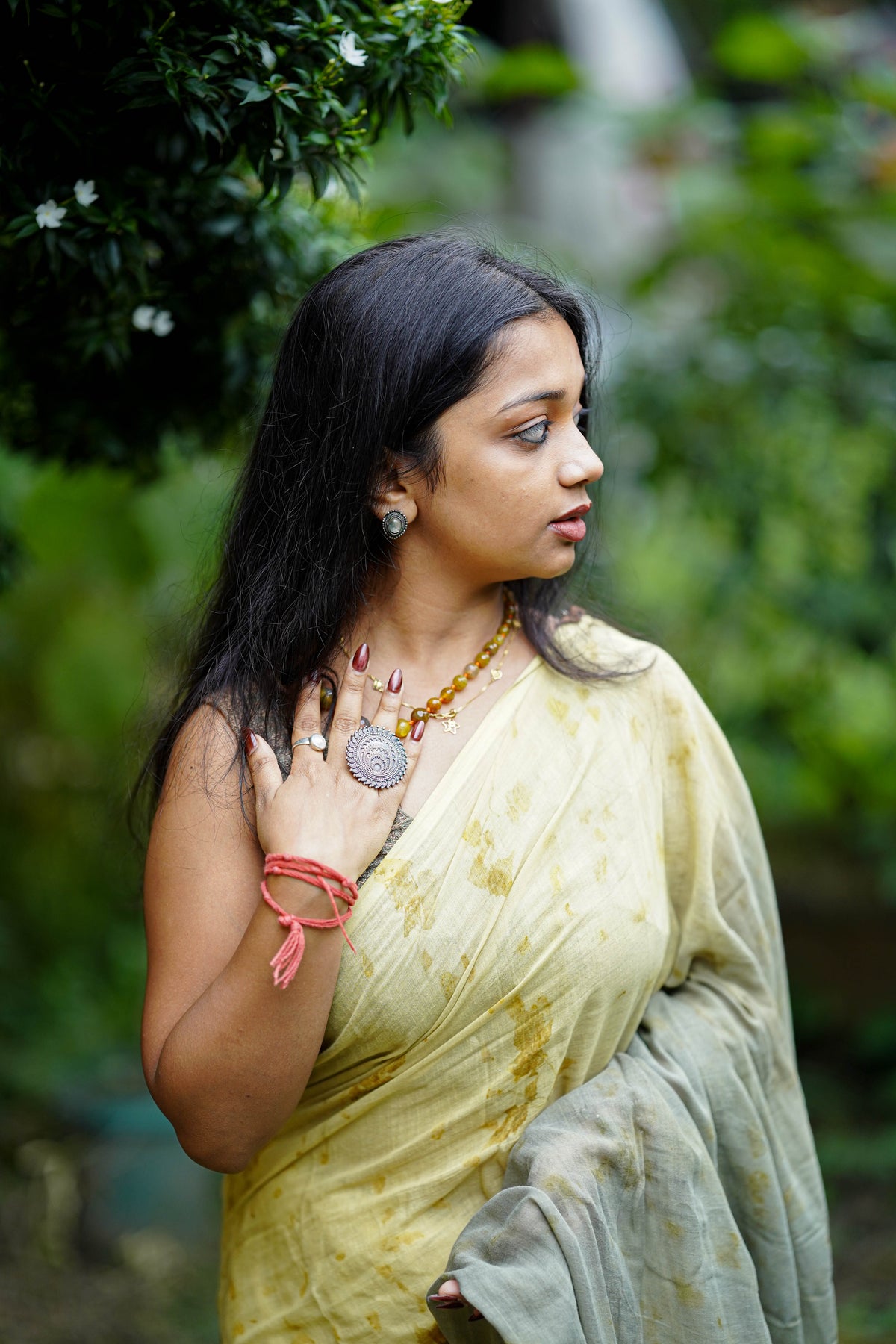 Mustard & Sage Eco-Printed Saree