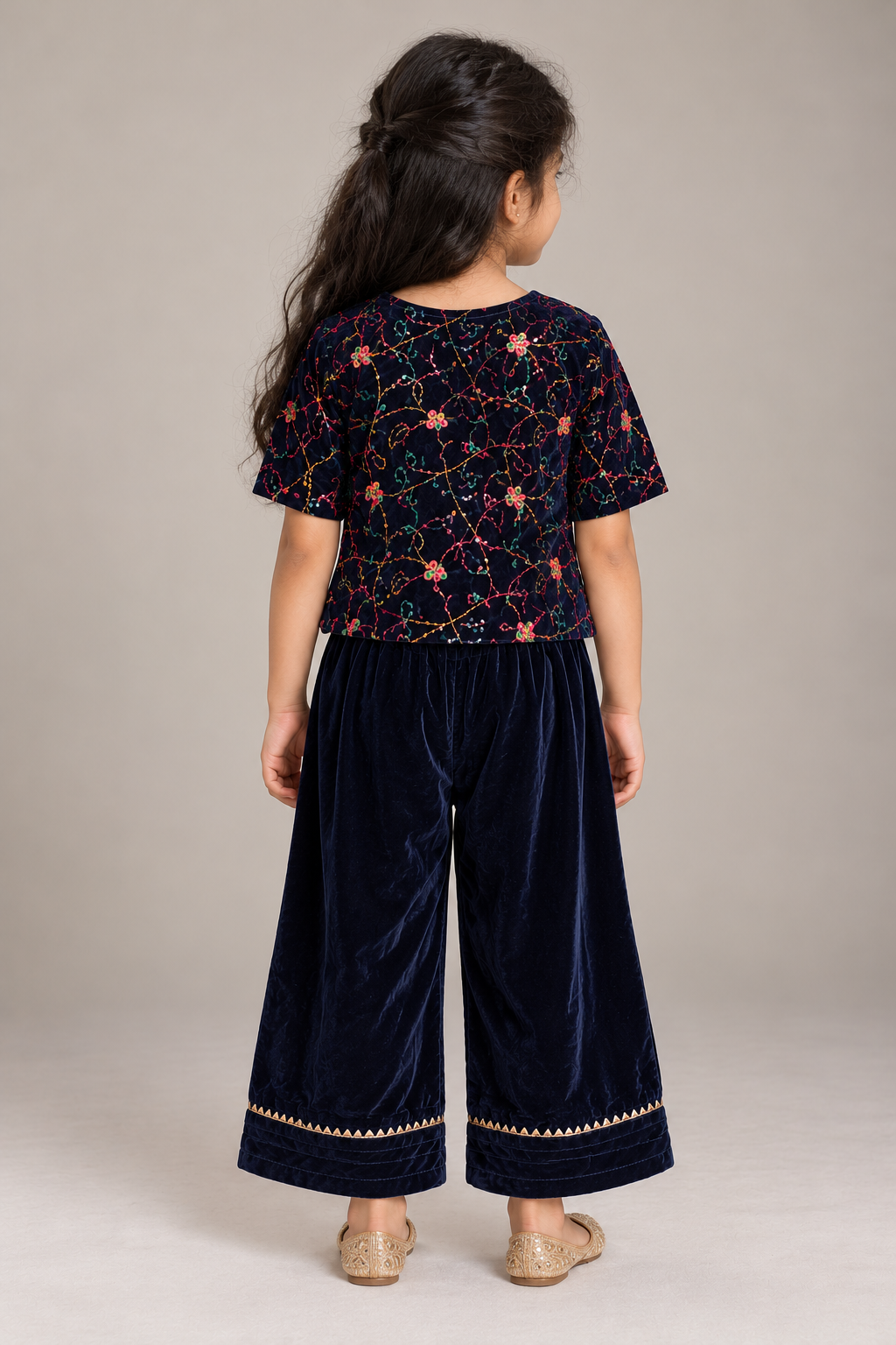 Navy Blue Velvet Occasion Wear Set