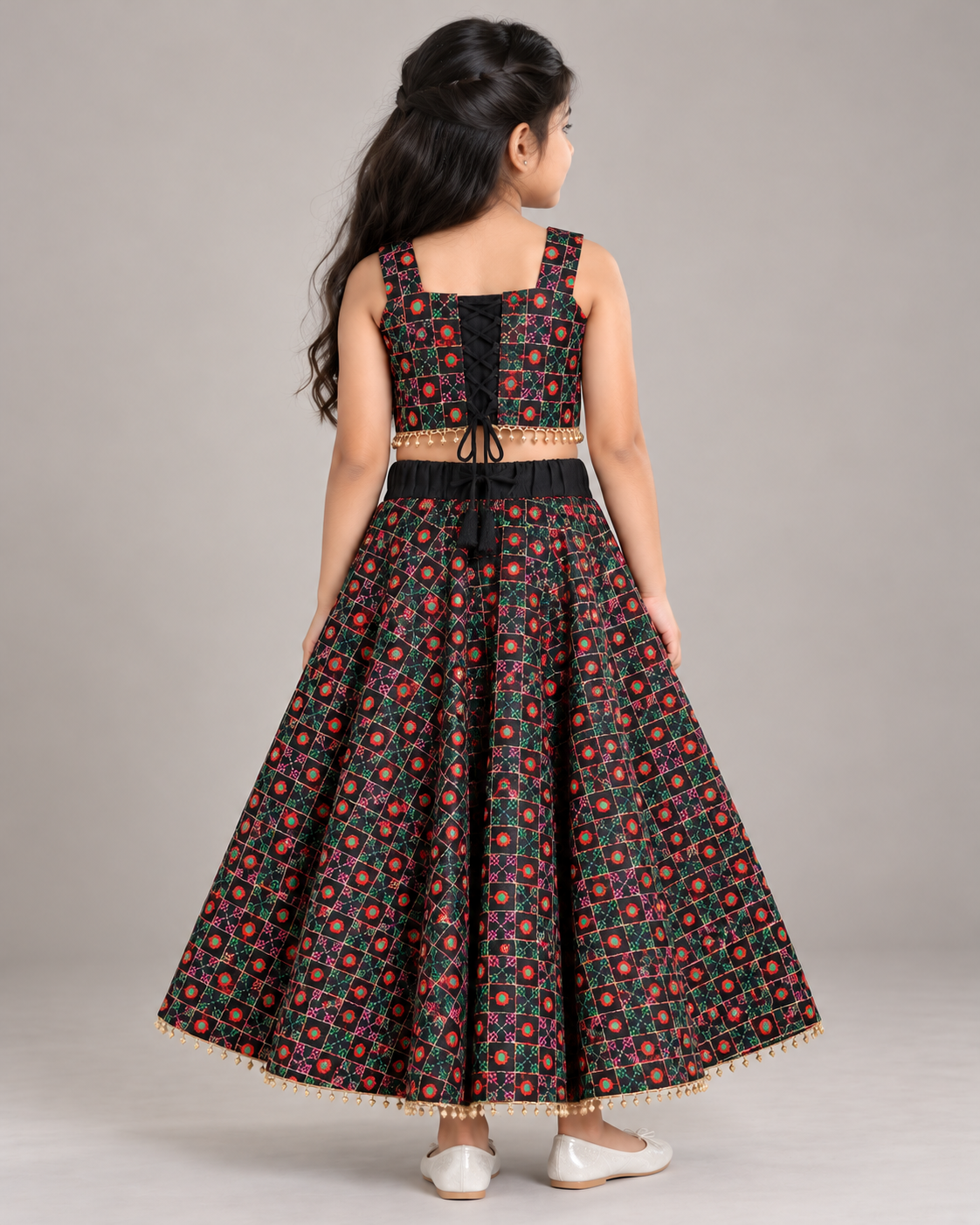 Black Printed Lehenga Choli Set