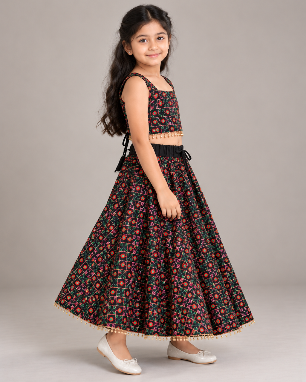 Black Printed Lehenga Choli Set