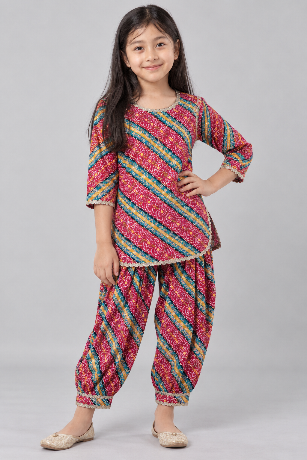 Multicolour Printed Afghani Suit Set