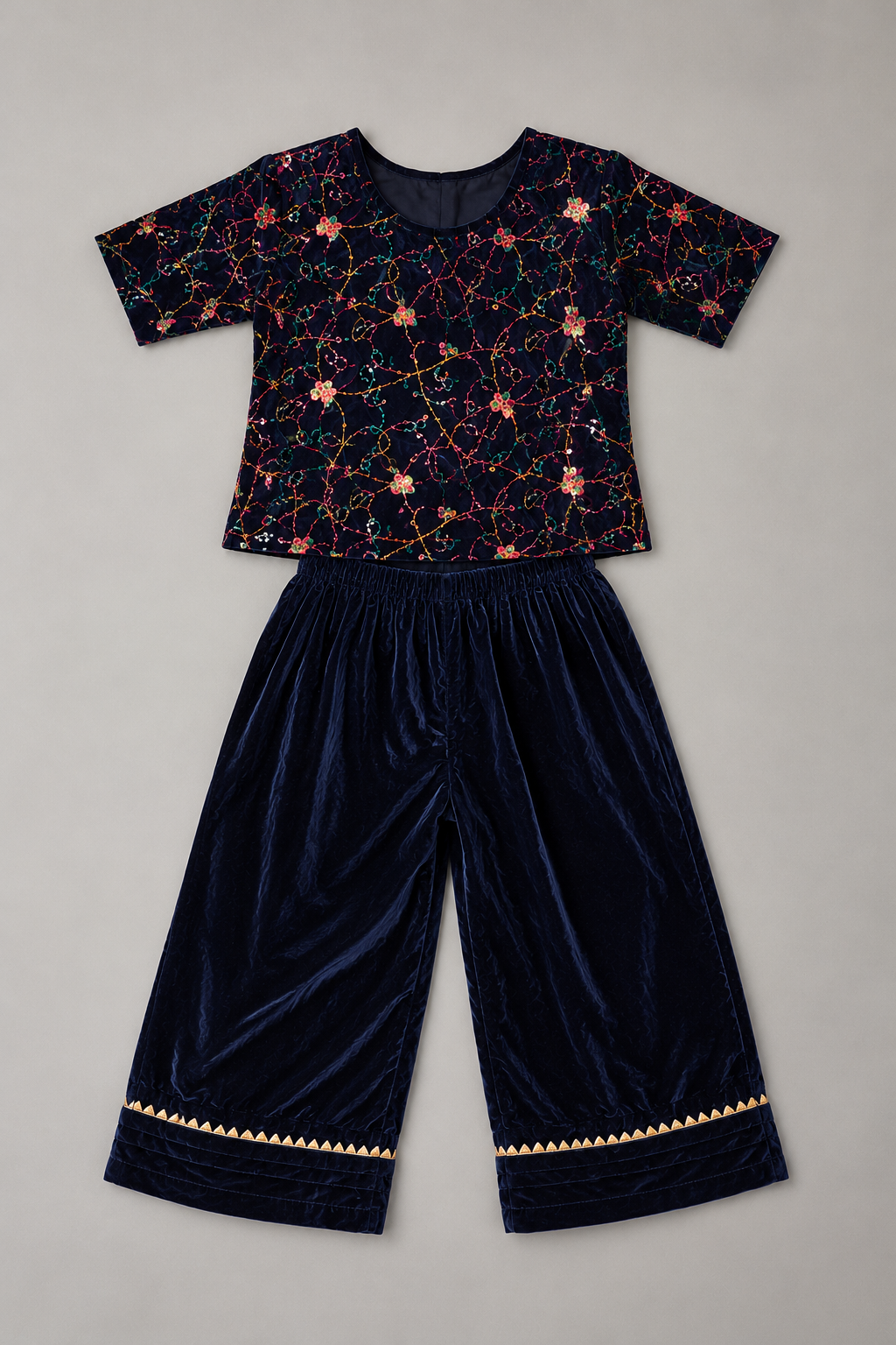 Navy Blue Velvet Occasion Wear Set