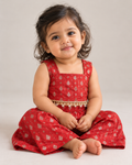Red Occasion Wear Set with Pearl Tassels
