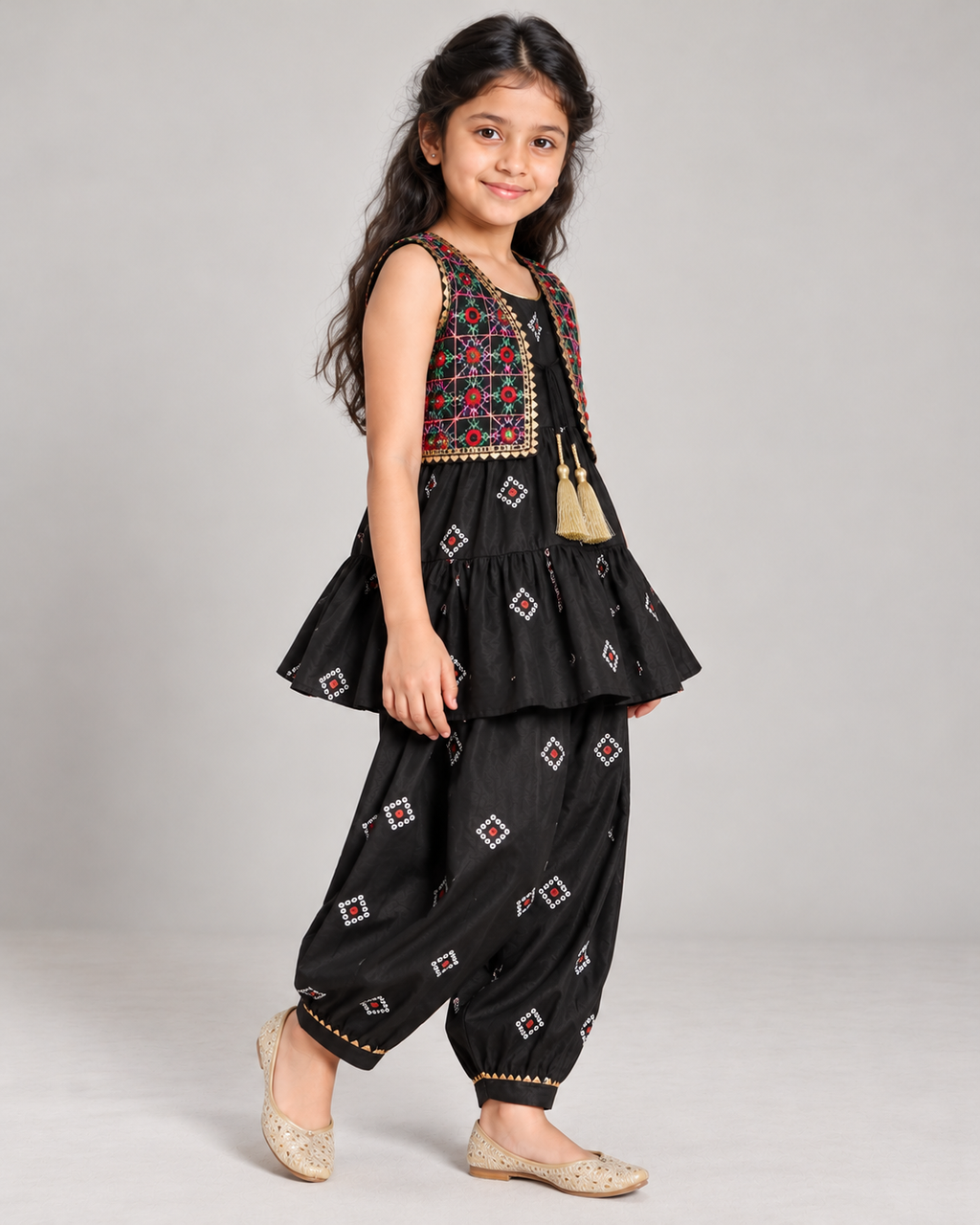 Black Afghani Suit with Koti