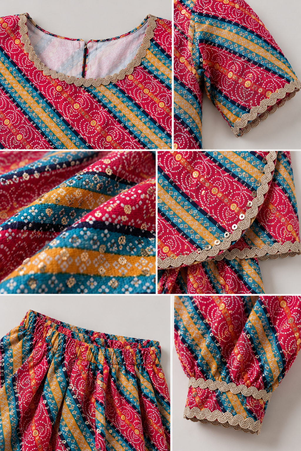 Multicolour Printed Afghani Suit Set