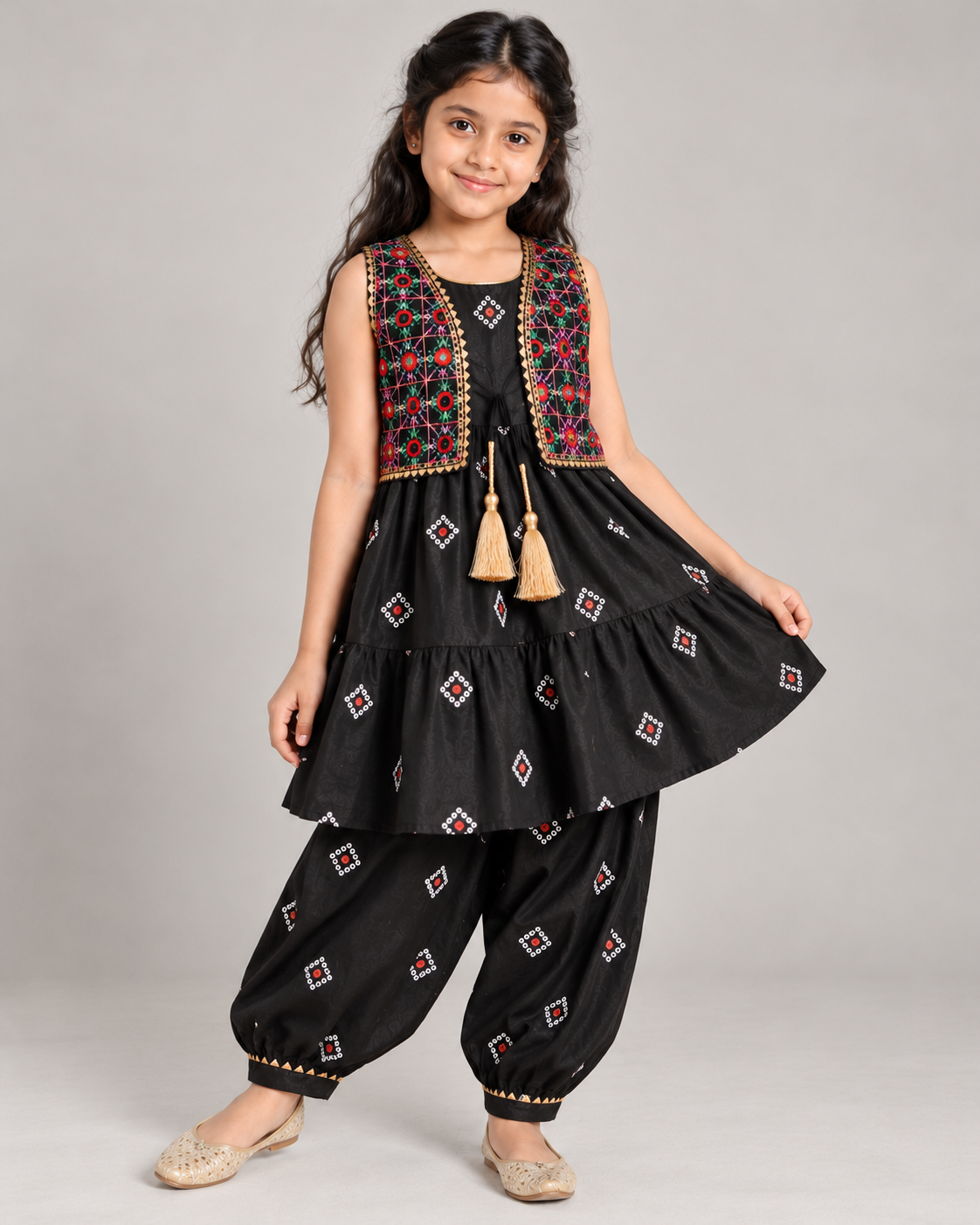 Black Afghani Suit with Koti