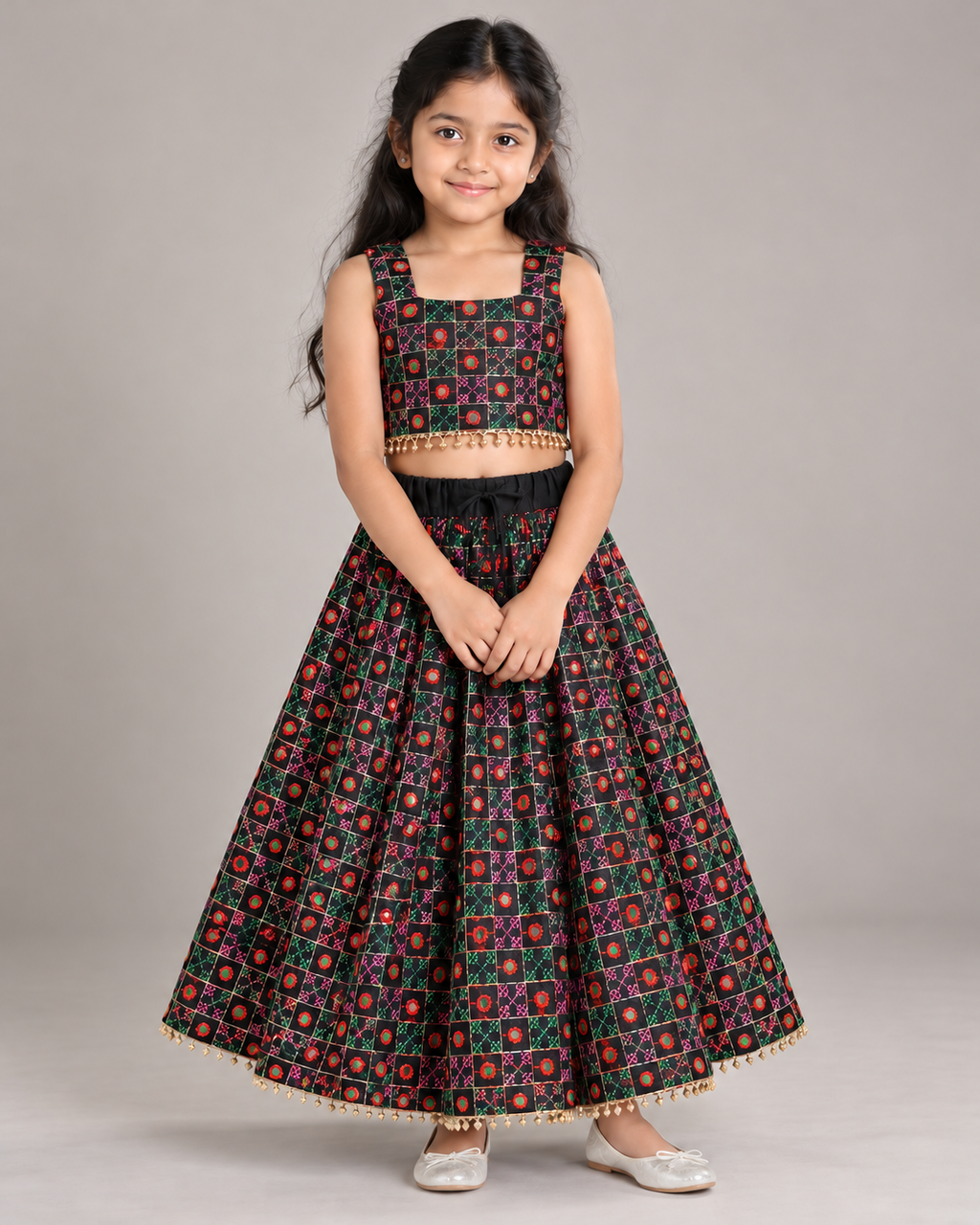 Black Printed Lehenga Choli Set