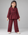 Red & Black Printed Peplum Set